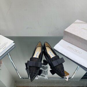 Jimmy Choo2022ss new spring and summer mesh hot diamond series flat shoes